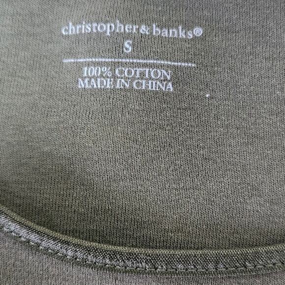 CJ Banks Vintage Olive Green Blouse Three Quarter Sleeve Women"s Small Top - Picture 3 of 8